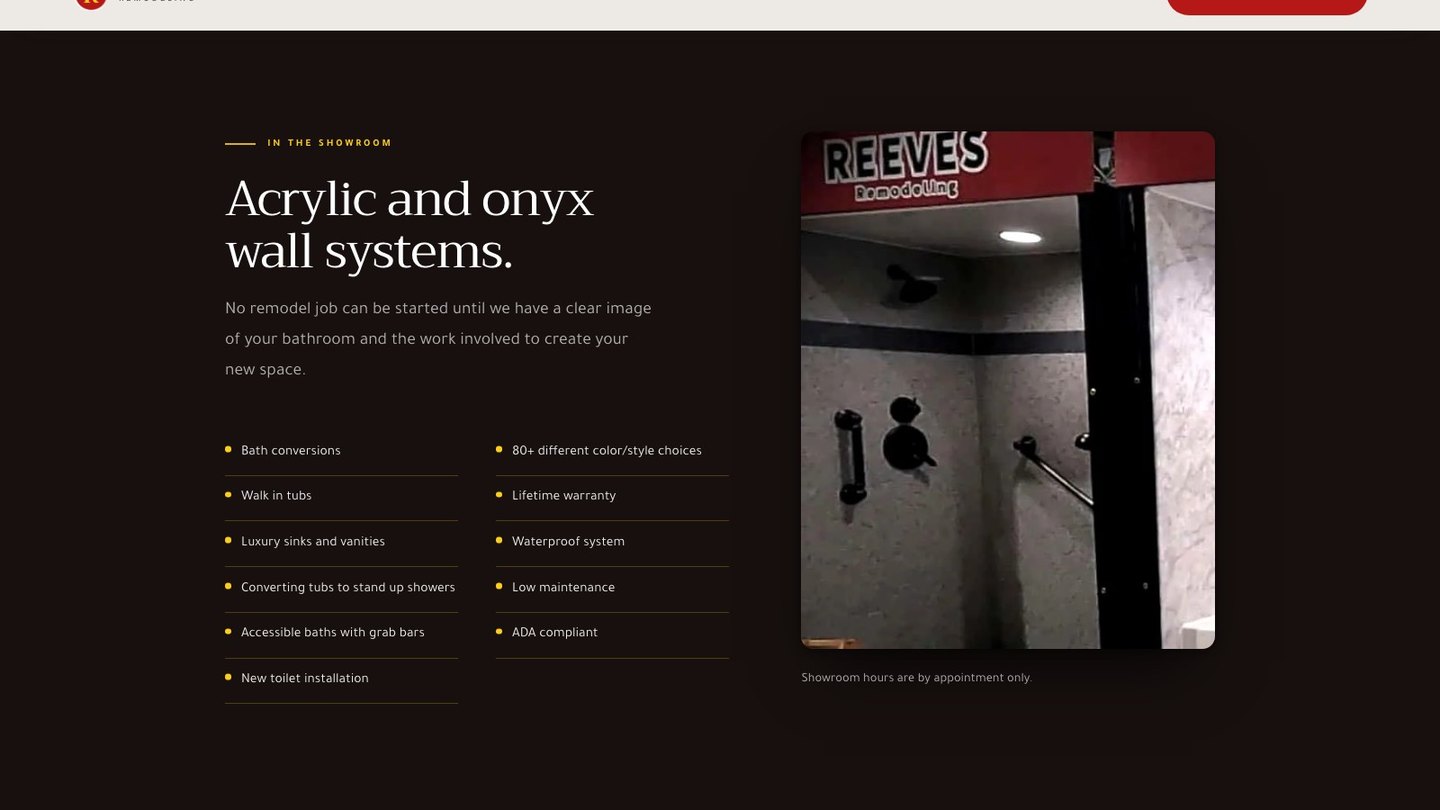 The showroom section of the new homepage